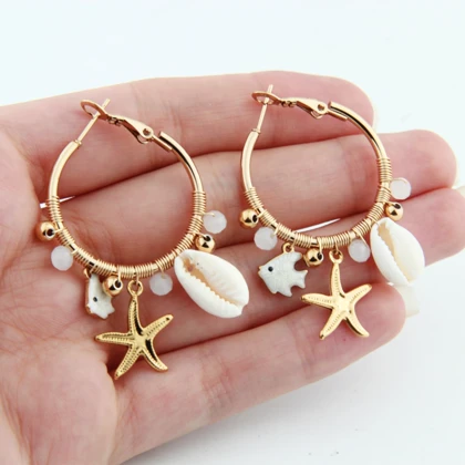 گوشواره حلقه‌ای مدل ماهی دریایی