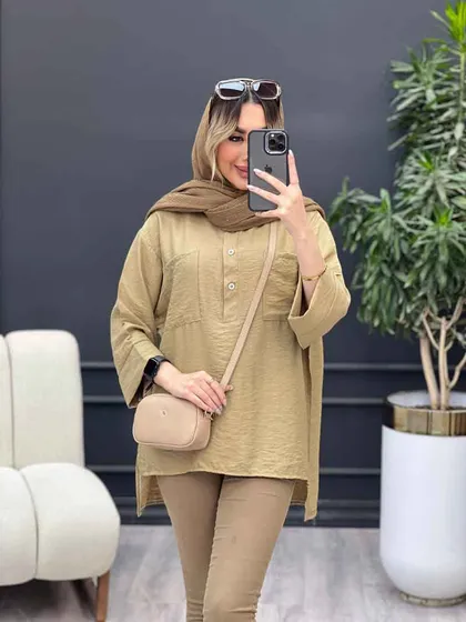 مانتو یقه سه دکمه جلو بسته