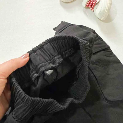 شلواربچه گانه کتان مشکی مدل بگ اورجینال