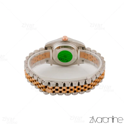 ساعت رولکس دیت جاست زنانه رزگلد صفحه صدفی 104791