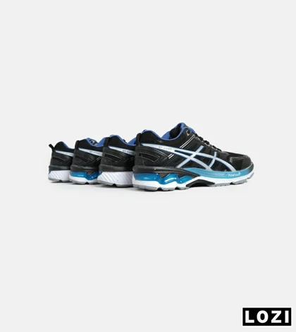 کفش کتانی مردانه مشکی آبی نقره ای ASICS GT 2000