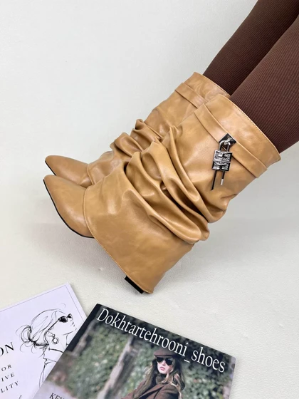 نیم بوت پاشنه‌دار زنانه ژیوانشی چروک GIVENCHY کد 1333 دختر طهرونی
