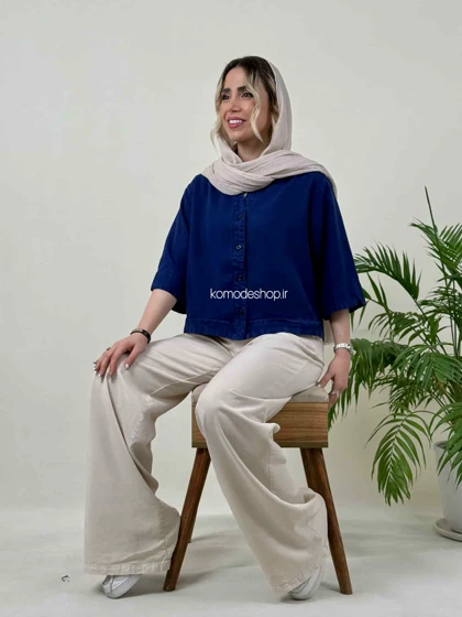 شومیز سیلک باکسی کراپ زنانه