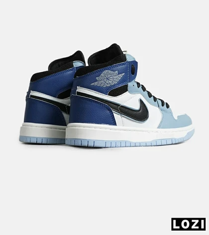 کفش کتانی ساق‌دار مردانه و زنانه سفید آبی NIKE jordan 1 مدل 8140