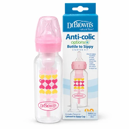 شیشه شیر 250 میل باریک دخترانه Dr Brown’s طرح قلب