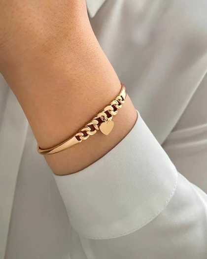 دستبند النگویی آویز قلب ژوپینگ