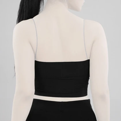 نیم‌تنه کاپ‌دار لیزری ورزشی زنانه مدل 5B0194 مشکی