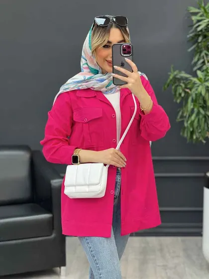 مانتو سر جیب دکمه آستین پیله
