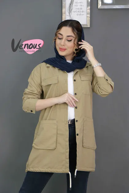 مانتو جین رنگی جیب پاکتی
