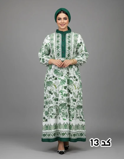 پیراهن ساحلی وارداتی دکمه دار طرح گل‌دار 7314