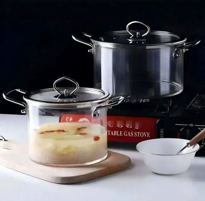 قابلمه پیرکس دسته استیل