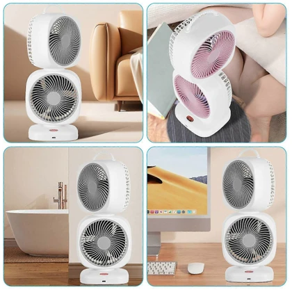 پنکه شارژی دو فن(دوموتوره) سایلنت با قابلیت چرخش 360 درجه
