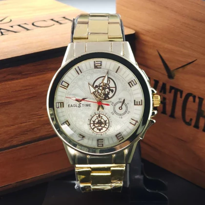 ساعت مچی مردانه اگل تایم Eagle time تمام فلزی اقتصادی ، سبک 3 موتوره کد 3