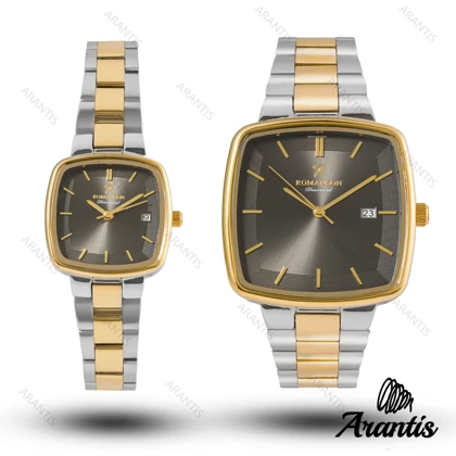 ساعت ست رومانسون طلایی سیلور صفحه قهوه ای s-10066