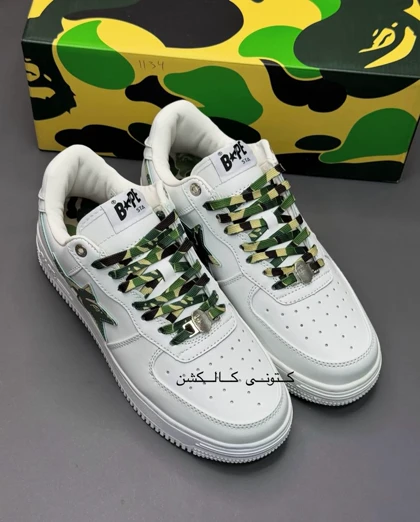 کتانی ویتنامی بیپ استا سفید سبز ارتشی Bape STA Low ABC white Camo Green