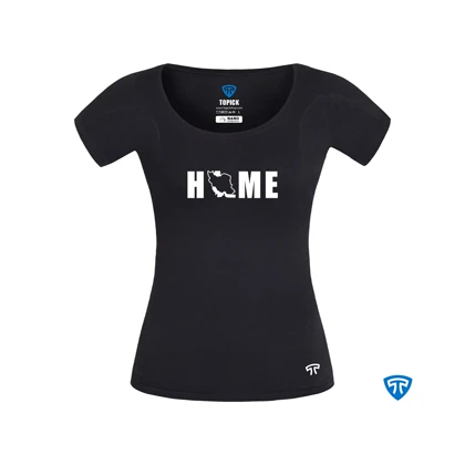 تیشرت نانو آنتی باکتریال ضد تعریق زنانه مشکی طرح MY HOME