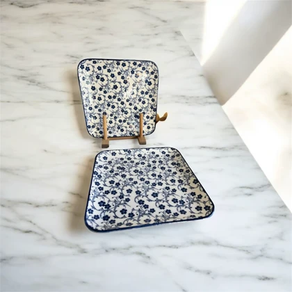 پیش دستی مربع دنی هوم طرح گل سرمه ای / BA31