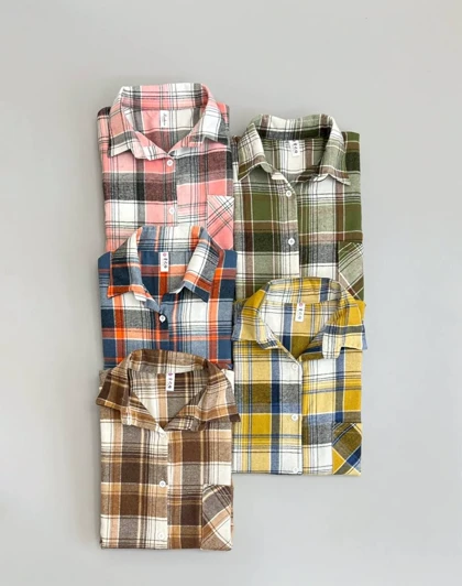 شومیز مانتویی چهار خونه کد 2588