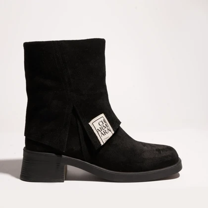 نیم بوت چرم زنانه مشکی مدل harriet