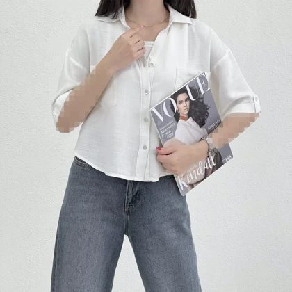 شومیز زنانه دو جیب لینن