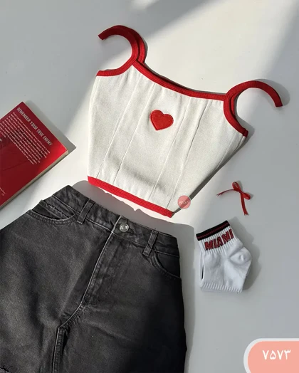 کراپ تاپ گلدوزی قلب 7573