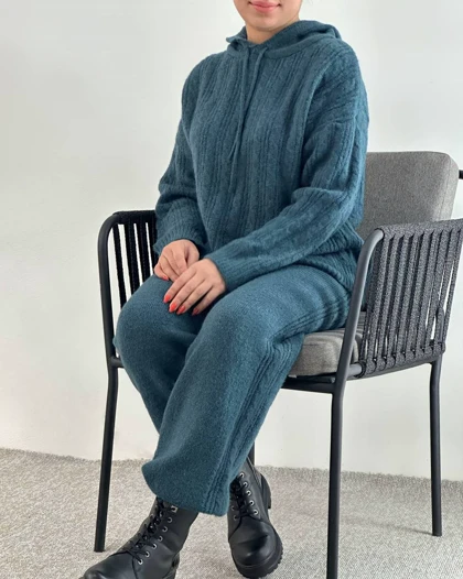 ست هودی و شلوار بافت کد 4175