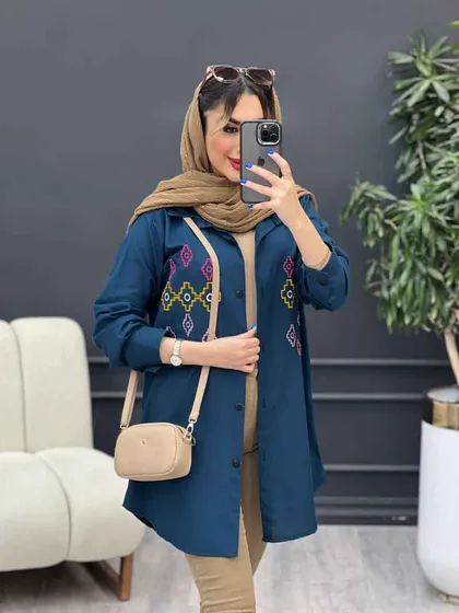 مانتو لینن طرح لوزی