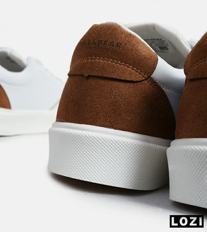 کفش اسنیکرزمردانه سفید قهوه ای PULL & BEAR