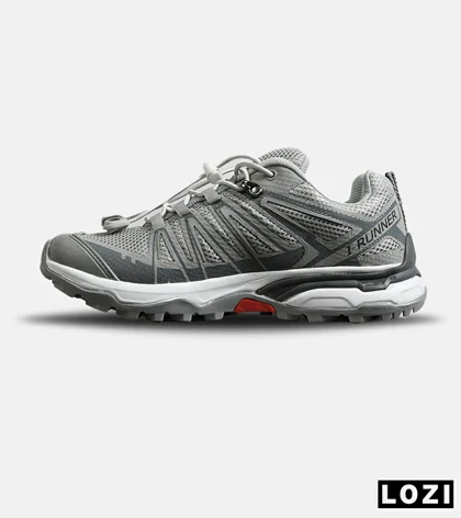 کفش کتانی مردانه و زنانه طوسی سفید I-Runner مدل 7921