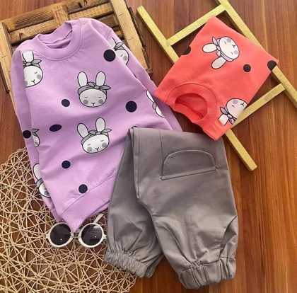 بلوز شلوار کتان دخترانه مدل خرگوش