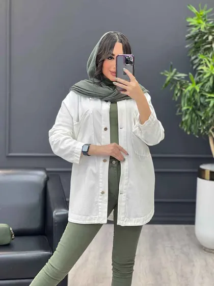 مانتو جین رنگی دو جیب