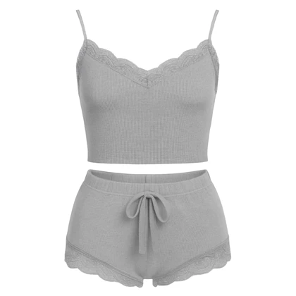 تاپ شورتک نخی کبریتی 2026 رنگ طوسی برند آنیتا