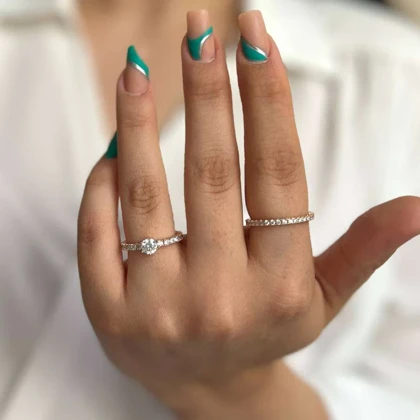 انگشتر زنانه طرح تک نگین ژوپینگ با حلقه نگین‌دار ژوپینگ