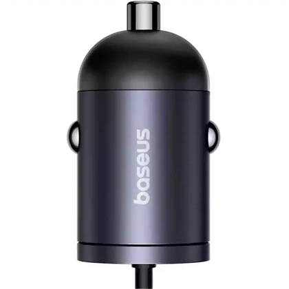 شارژر فندکی فست شارژ ماشین تایپ‌سی 30 وات بیسوس Baseus VCHXX-C C C00035001121-00 با کابل فنری متصل تایپ‌سی