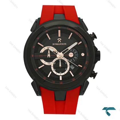 ساعت رومانسون کورنوگراف بند رابر قاب مشکی Romanson-8256-G
