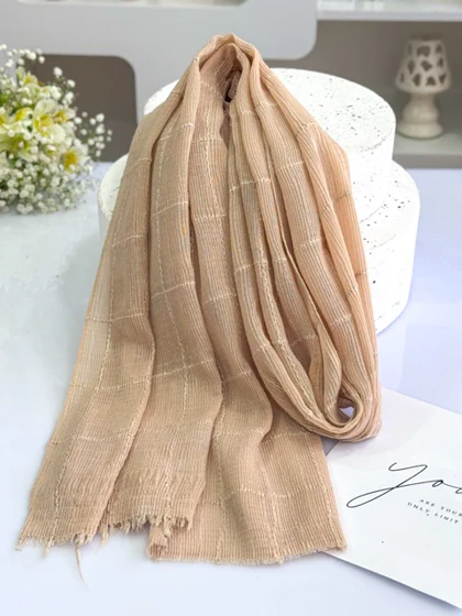 شال نخی پلیسه چهارخونه لمه 20637