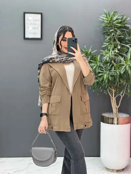 مانتو لینن آستین پاگن دو جیب