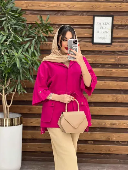 مانتو دکمه مخفی بغل جیب