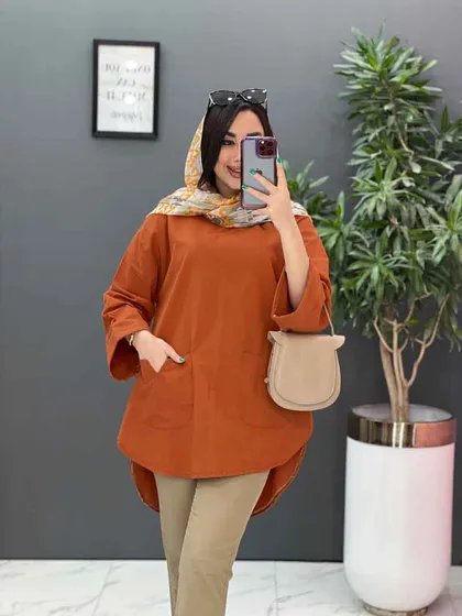 مانتو جلو بسته جیب برش‌دار