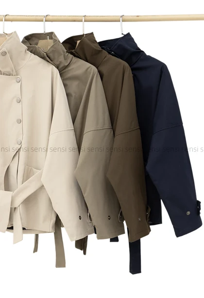 بارانی یقه ایستاده جلو زیپ کد1004628