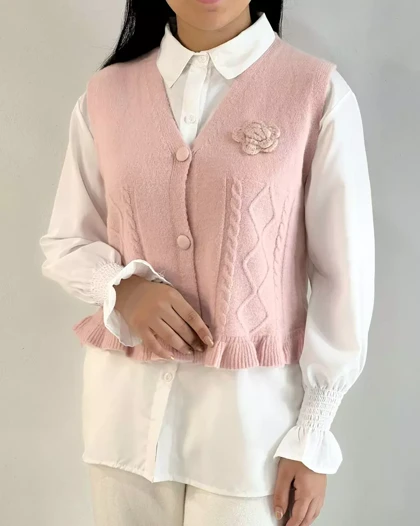 جلیقه بافت تک گل کد 5340