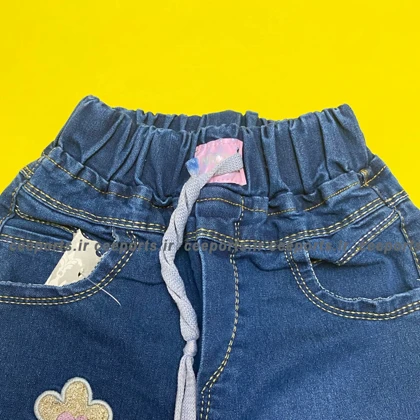 شلوارجین دخترانه بچه گانه طرح گل