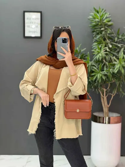 مانتو کتان یقه آمریکایی