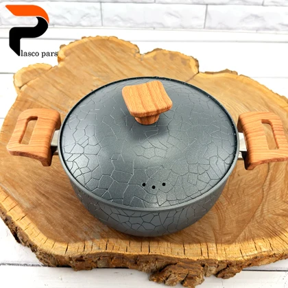 قابلمه 20 آنتیک دسته چوبی گرانیتی طوسی هاناتک