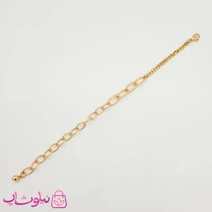 دستبند دخترانه ژوپینگ با زنجیر ترکیبی و آویز توپی