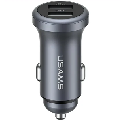 شارژر فندکی یوسامز USAMS مدل CC320 شدت جریان 2.4 آمپر دو پورت