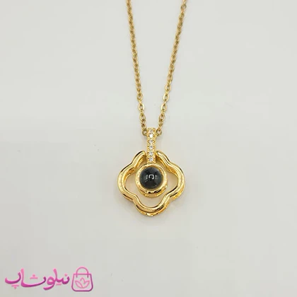 گردنبند تلسکوپی دوستت دارم به صد زبان مدل گل طلایی کد 1088