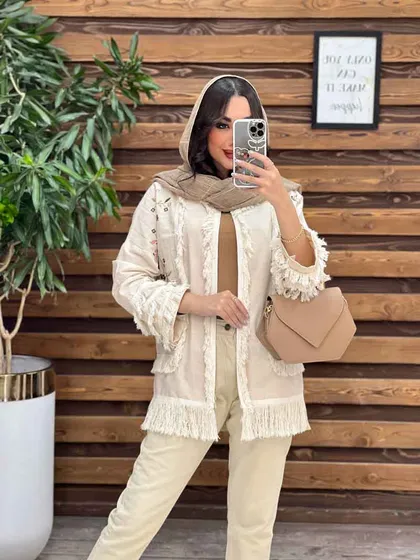 مانتو گلدوزی ریش دار