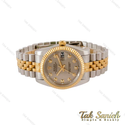 ساعت مردانه رولکس دورنگ طلایی صفحه طوسی Rolex-5044-G