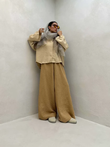 شومیز پنبه‌ای دکمه مخفی